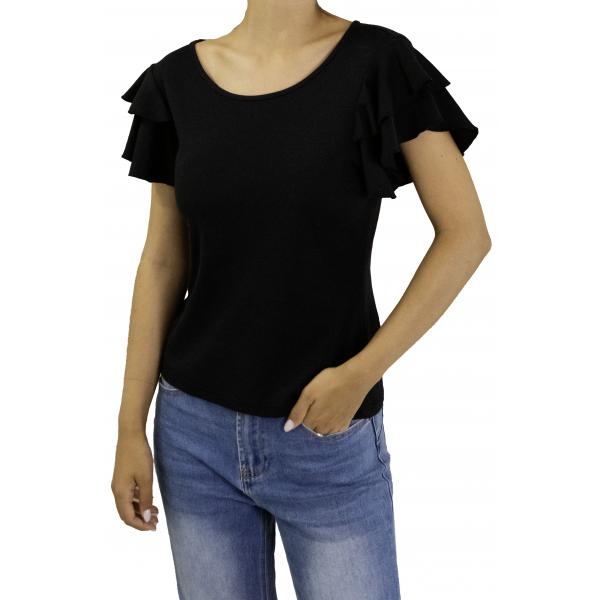 T shirt con volant tinta unita 